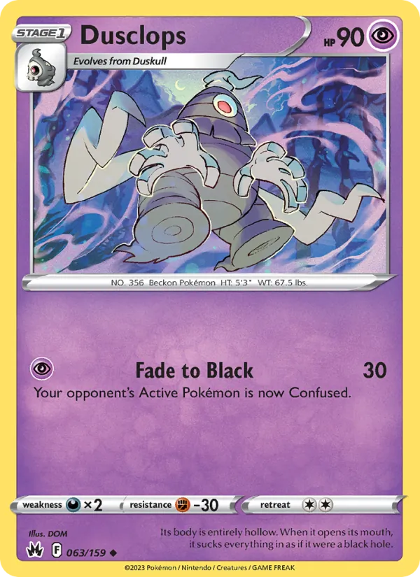 Dusclops Reverse Holo 063/159 Crown Zenith Pokémon Card