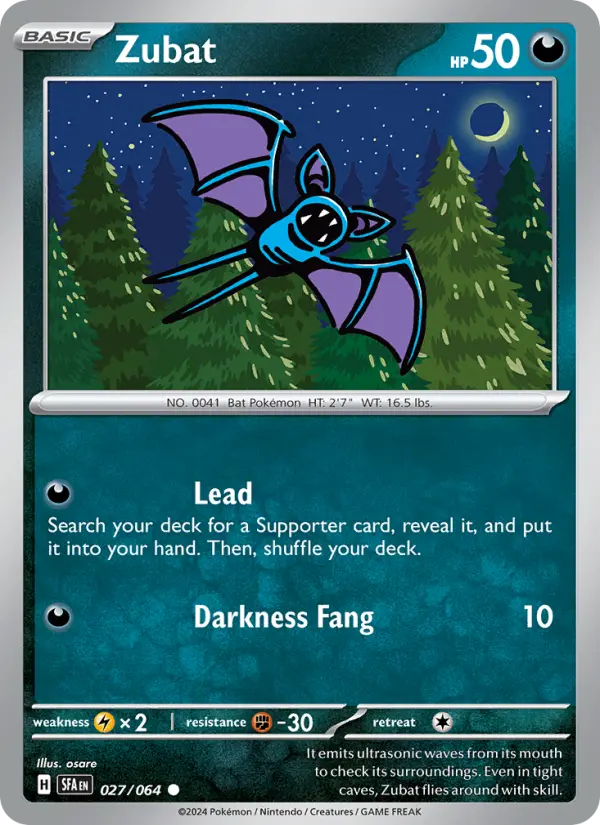 Zubat Non-Foil 027/64 Shrouded Fable Pokémon Card