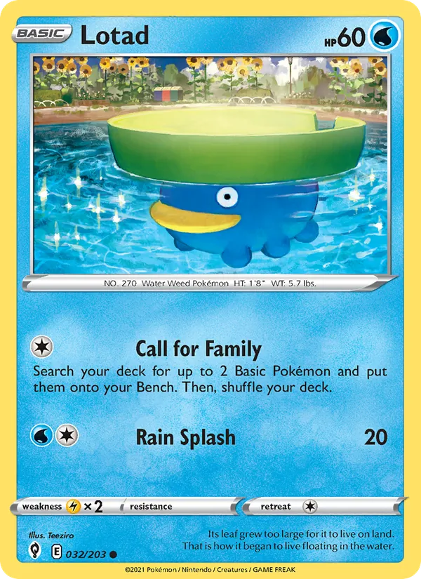 Lotad Reverse Holo 032/203 Evolving Skies Pokémon Card