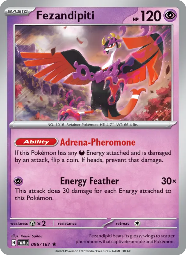 Fezandipiti Reverse Holo 096/167 Twilight Masquerade Pokémon Card