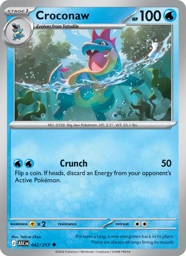 Croconaw Reverse Holo 042/217 Ascended Heroes Pokémon Card