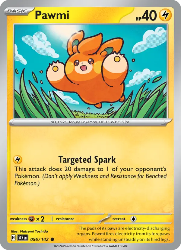Pawmi Reverse Holo 056/142 Stellar Crown Pokémon Card