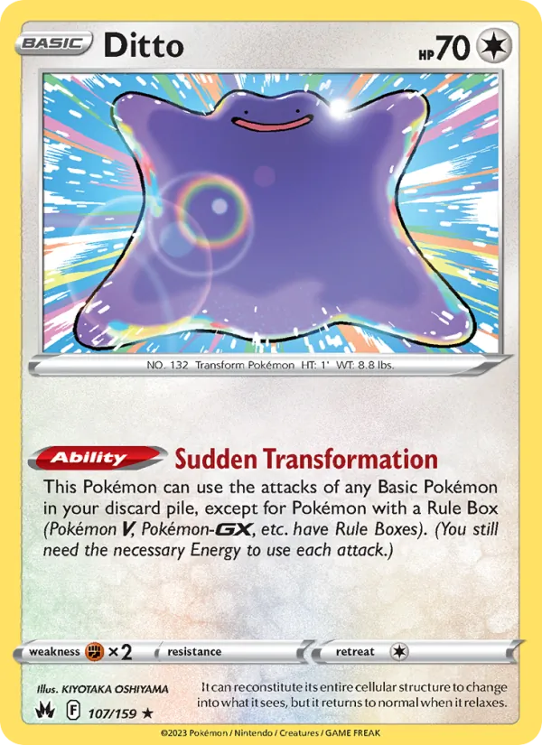 Ditto Reverse Holo 107/159 Crown Zenith Pokémon Card