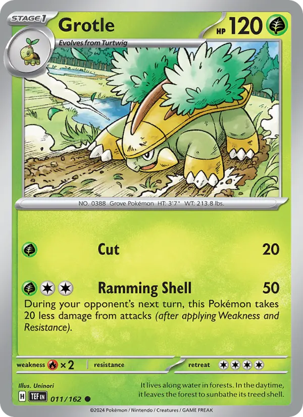 Grotle Reverse Holo 011/162 Temporal Forces Pokémon Card