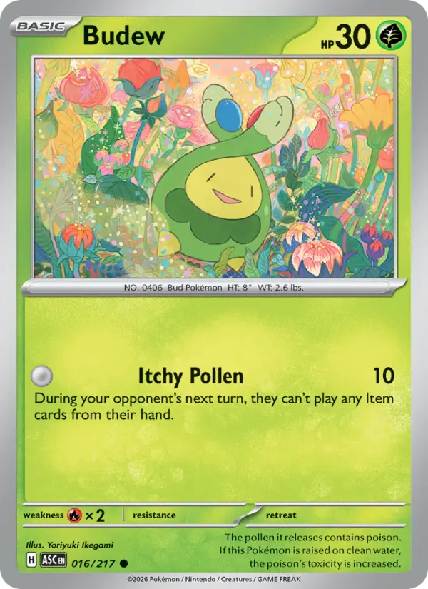 Budew Reverse Holo 016/217 Ascended Heroes Pokémon Card