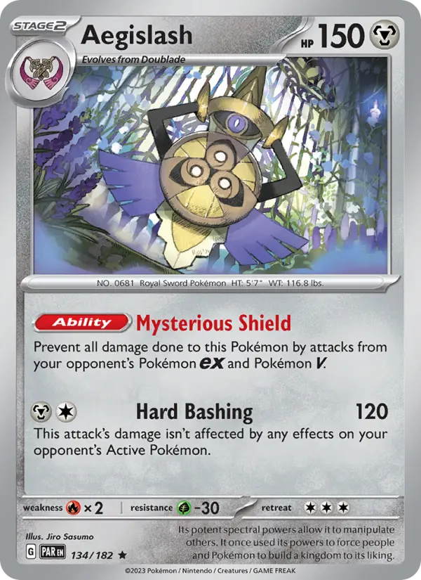 Aegislash Reverse Holo 134/182 Paradox Rift Pokémon Card