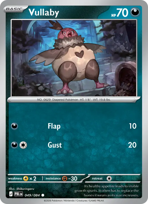 Vullaby Reverse Holo 049/84 Pitch Black Pokémon Card
