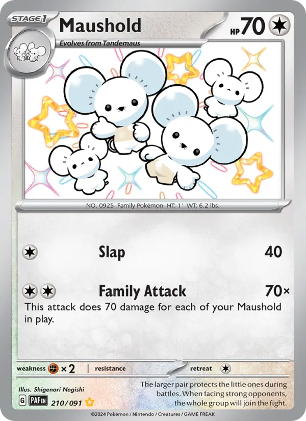 Maushold Holo 210/91 Paldean Fates Pokémon Card