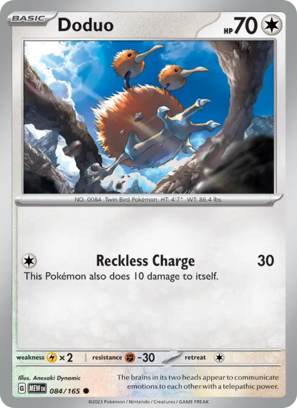 Doduo Reverse Holo 084/165 151 Pokémon Card