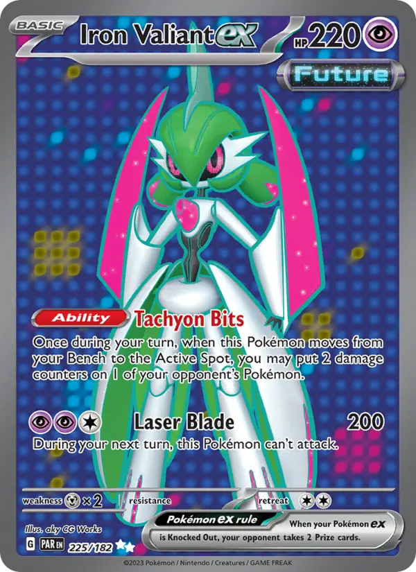 Iron Valiant ex Holo 225/182 Paradox Rift Pokémon Card