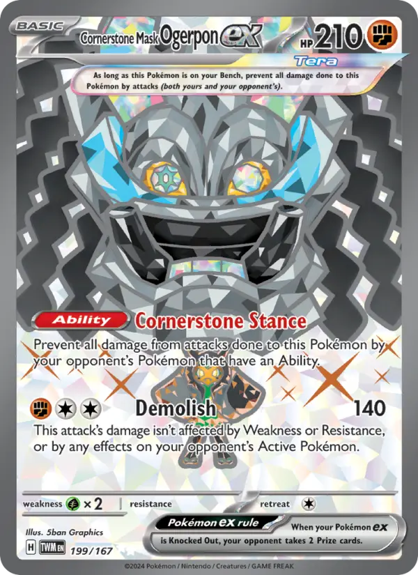Cornerstone Mask Ogerpon ex Holo 199/167 Twilight Masquerade Pokémon Card