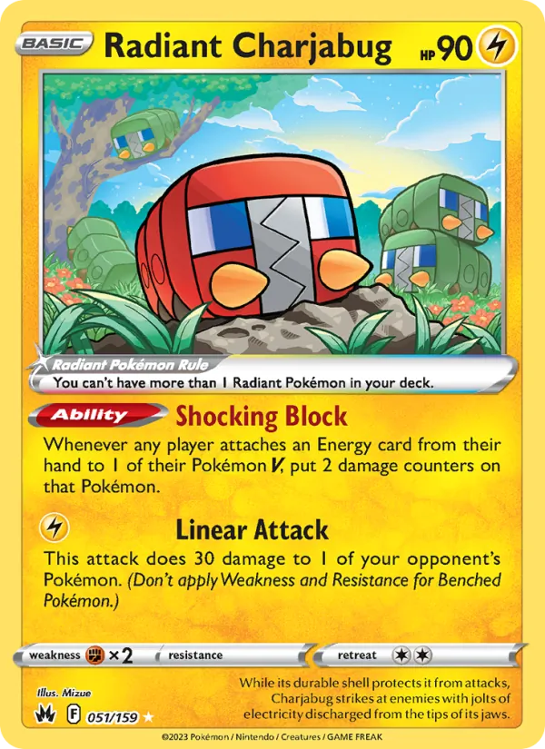 Radiant Charjabug Holo 051/159 Crown Zenith Pokémon Card