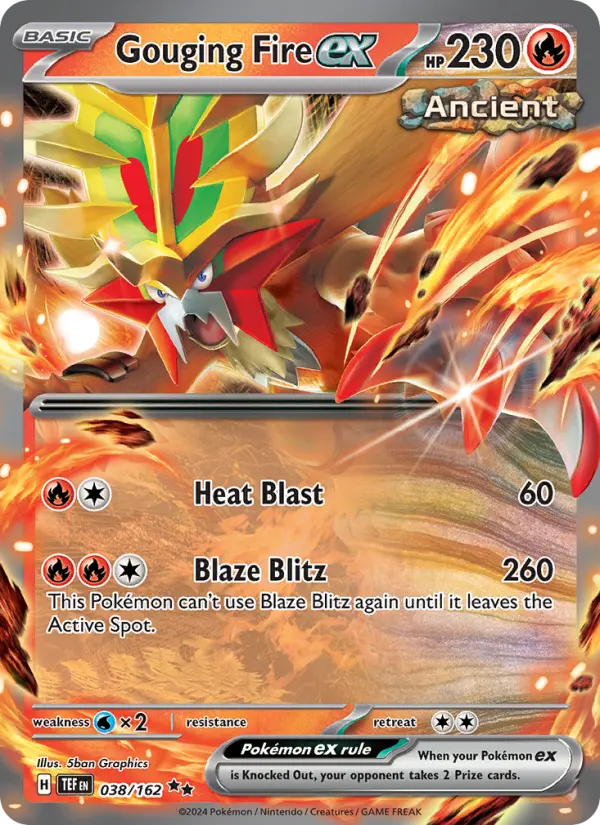 Gouging Fire ex Holo 038/162 Temporal Forces Pokémon Card
