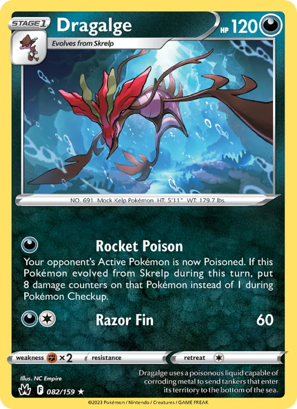Dragalge Reverse Holo 082/159 Crown Zenith Pokémon Card
