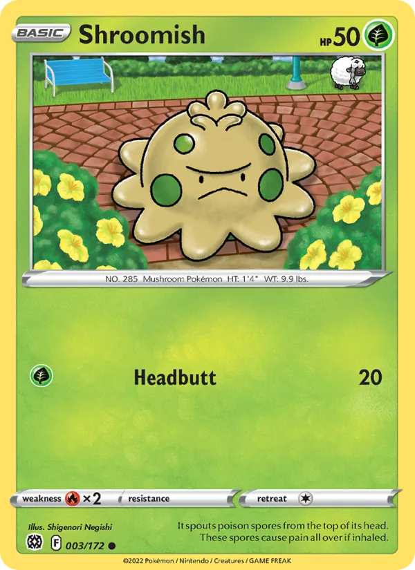 Shroomish Reverse Holo 003/172 Brilliant Stars Pokémon Card