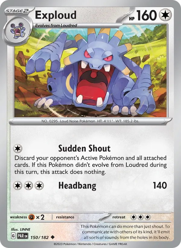 Exploud Normal 150/182 Paradox Rift Pokémon Card