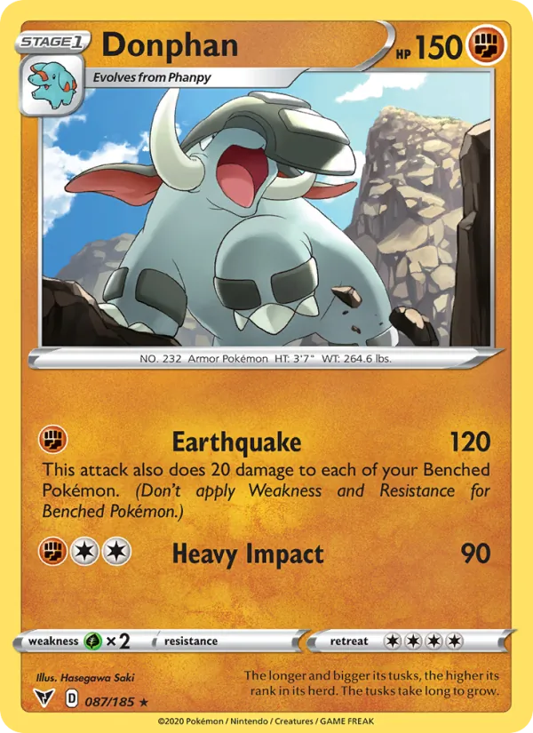 Donphan Reverse Holo 087/185 Vivid Voltage Pokémon Card