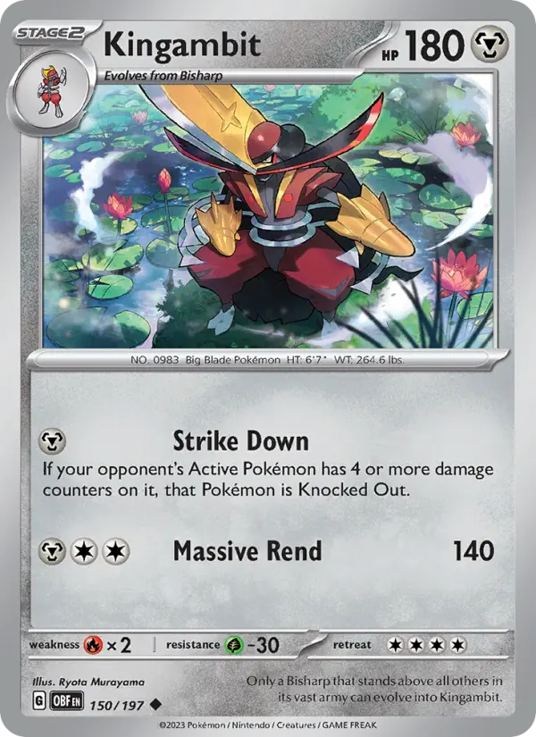 Kingambit Reverse Holo 150/197 Obsidian Flames Pokémon Card