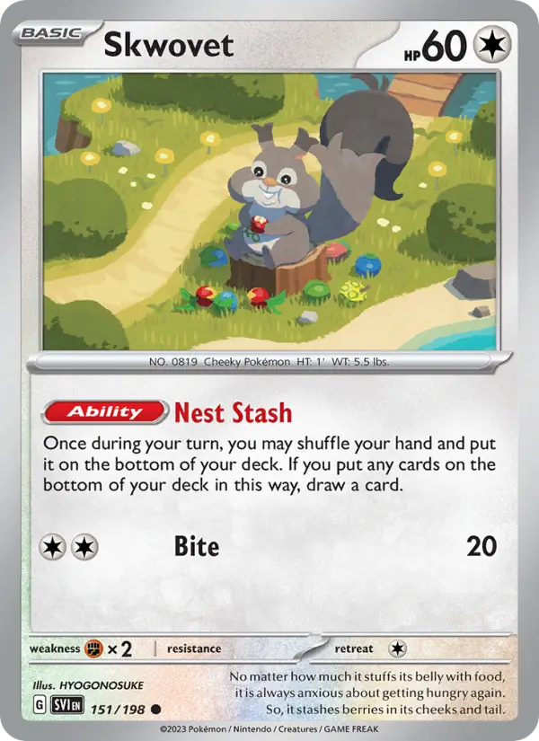Skwovet Non-Foil 151/198 Scarlet & Violet Pokémon Card