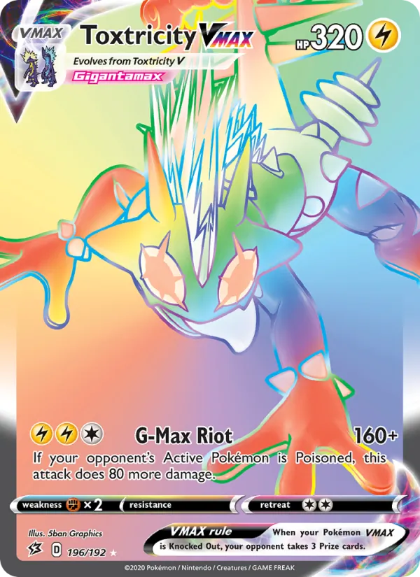 Toxtricity VMAX Holo 196/192 Rebel Clash Pokémon Card