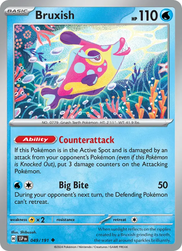 Bruxish Reverse Holo 049/191 Surging Sparks Pokémon Card