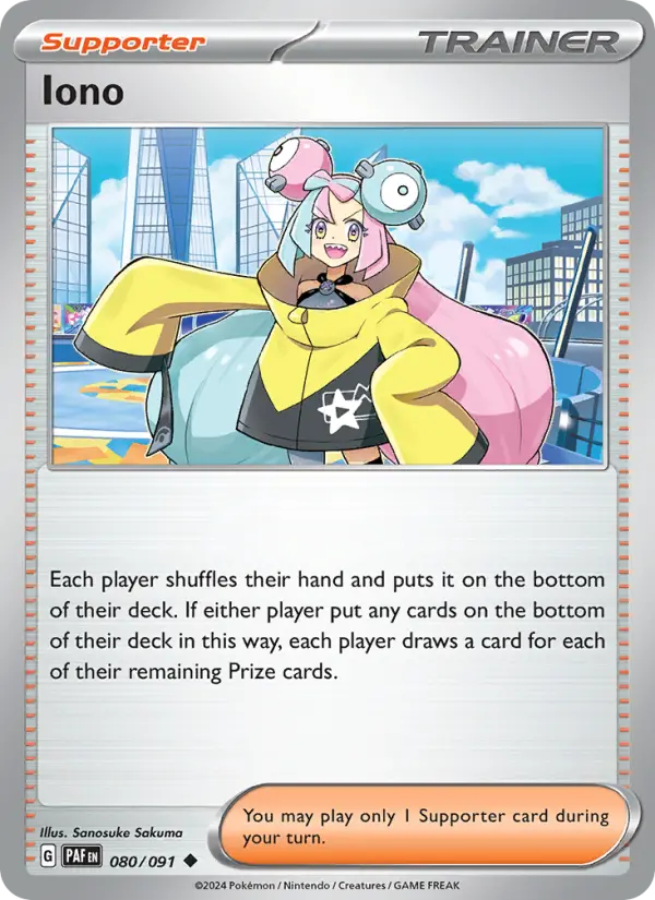 Iono Reverse Holo 080/91 Paldean Fates Pokémon Card
