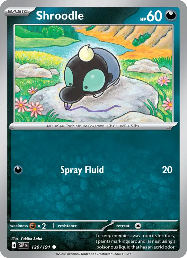 Shroodle Reverse Holo 120/191 Surging Sparks Pokémon Card