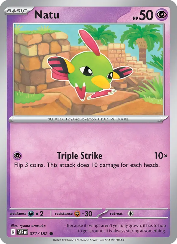 Natu Reverse Holo 071/182 Paradox Rift Pokémon Card