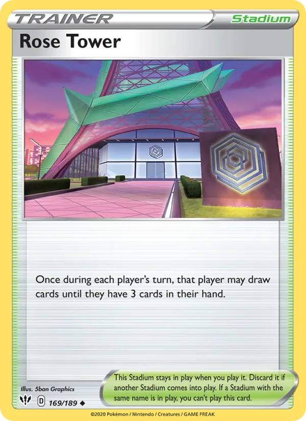 Rose Tower Reverse Holo 169/189 Darkness Ablaze Pokémon Card