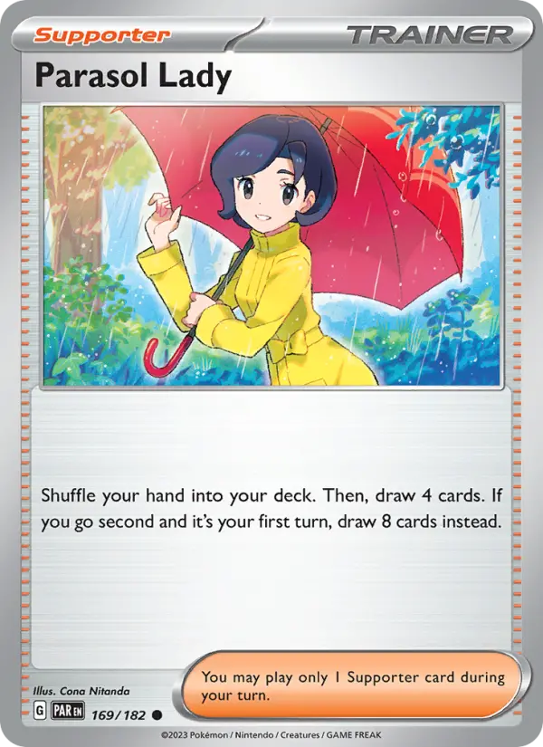 Parasol Lady Reverse Holo 169/182 Paradox Rift Pokémon Card