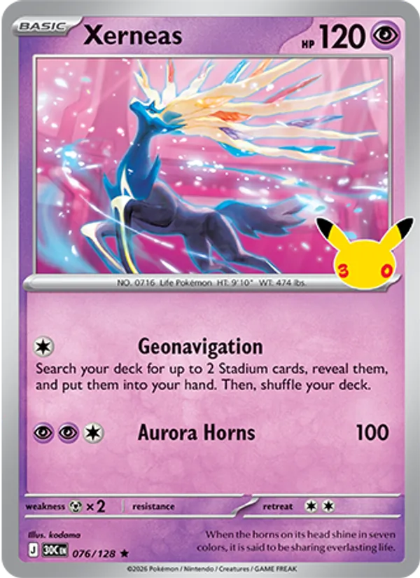 Xerneas Normal 076/128 30th Celebration Pokémon Card
