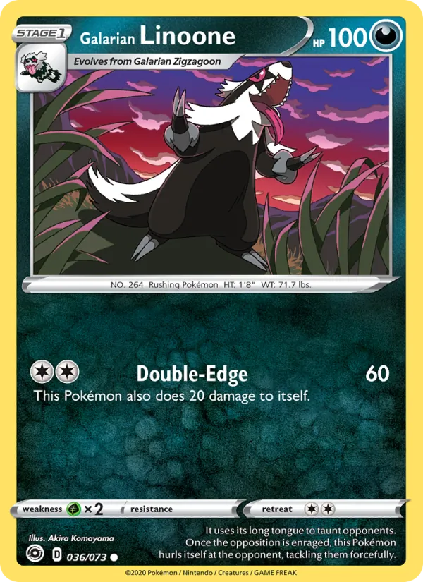 Galarian Linoone Reverse Holo 036/73 Champion's Path Pokémon Card