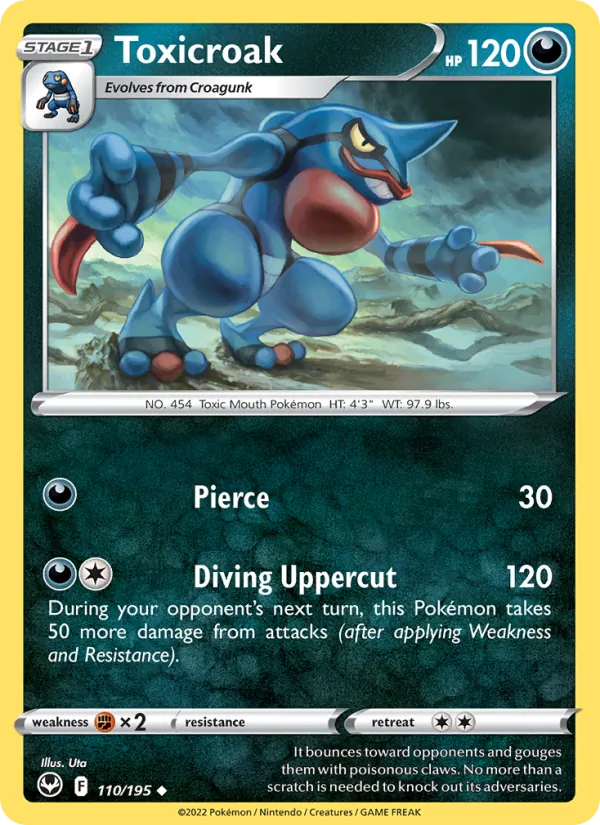 Toxicroak Reverse Holo 110/195 Silver Tempest Pokémon Card