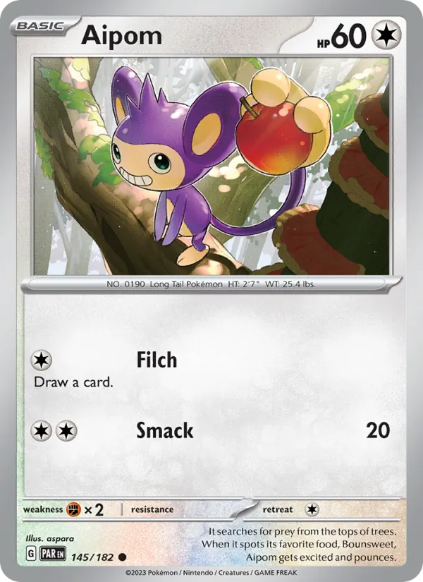 Aipom Normal 145/182 Paradox Rift Pokémon Card