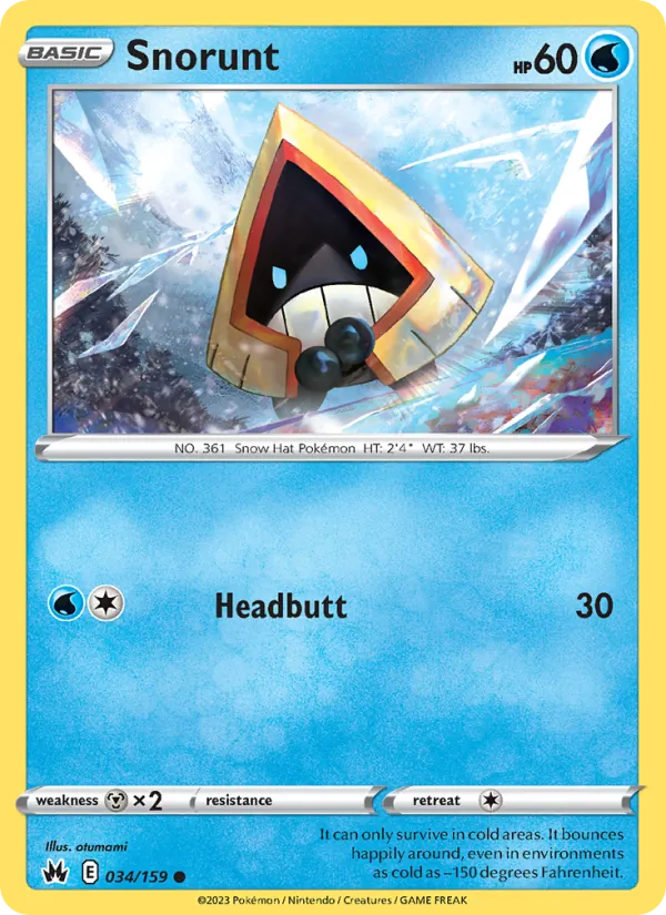 Snorunt Reverse Holo 034/159 Crown Zenith Pokémon Card