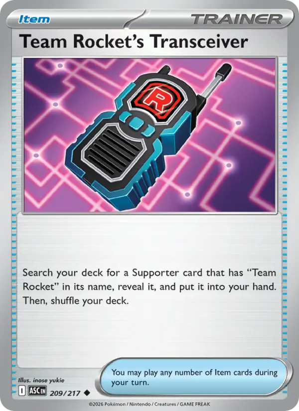 Team Rocket's Transceiver Reverse Holo 209/217 Ascended Heroes Pokémon Card