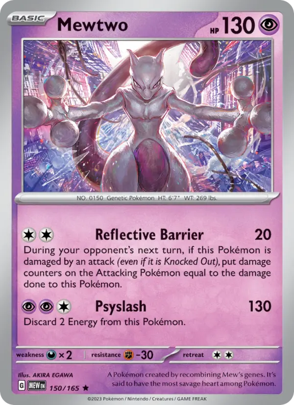 Mewtwo Reverse Holo 150/165 151 Pokémon Card