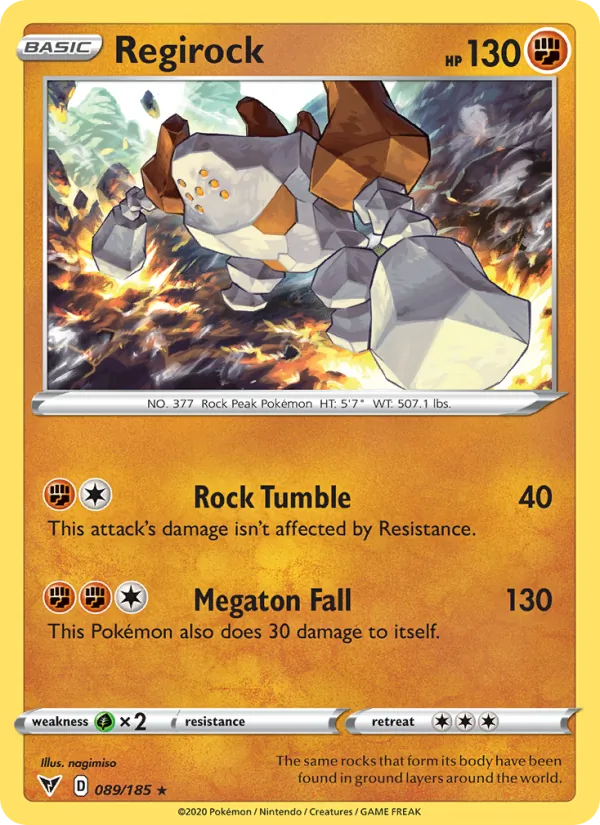Regirock Reverse Holo 089/185 Vivid Voltage Pokémon Card