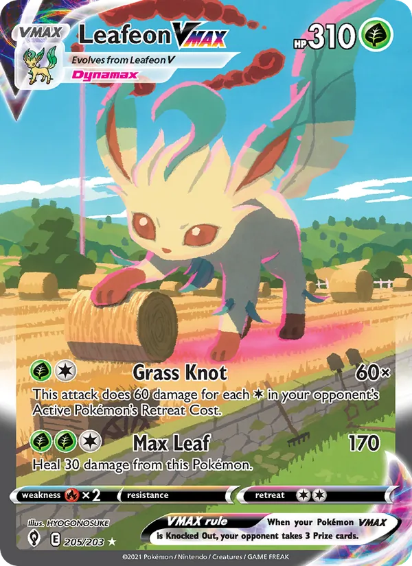 Leafeon VMAX Holo 205/203 Evolving Skies Pokémon Card