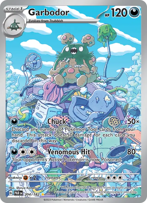 Garbodor Holo 204/182 Paradox Rift Pokémon Card
