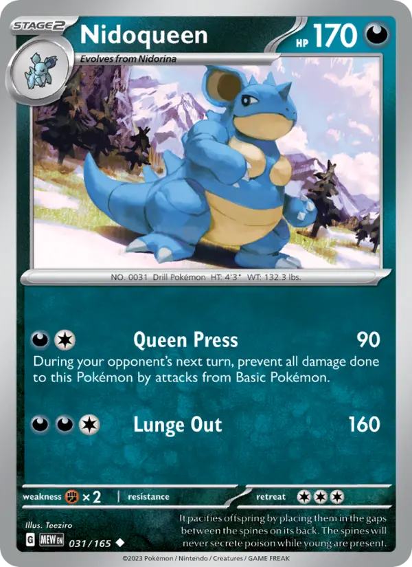 Nidoqueen Reverse Holo 031/165 151 Pokémon Card
