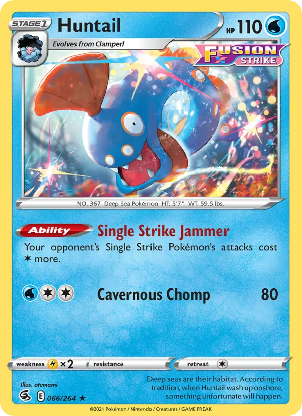 Huntail Reverse Holo 066/264 Fusion Strike Pokémon Card