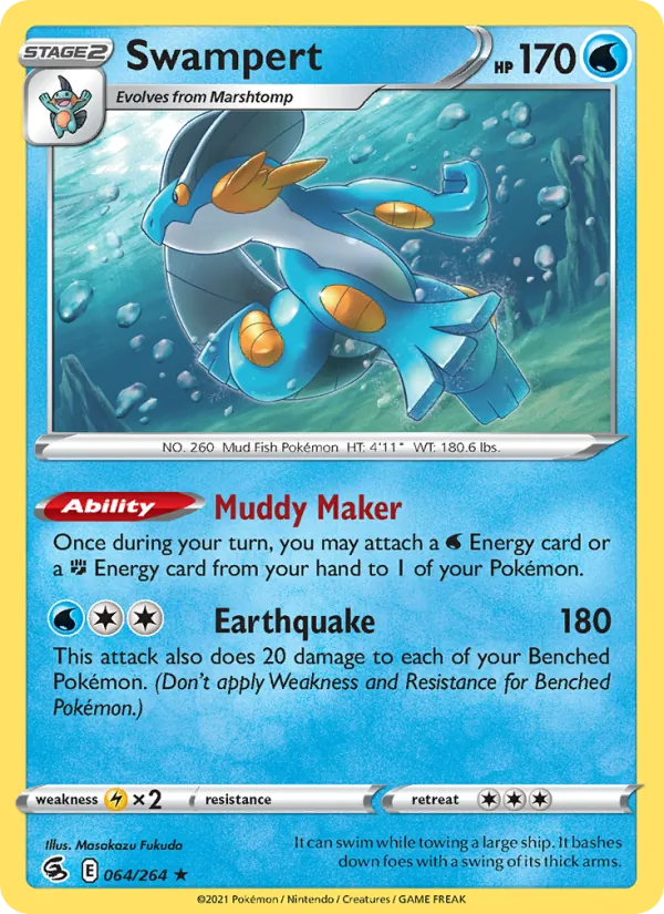 Swampert Reverse Holo 064/264 Fusion Strike Pokémon Card