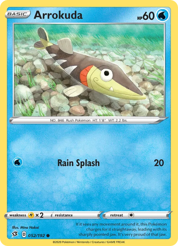 Arrokuda Reverse Holo 052/192 Rebel Clash Pokémon Card