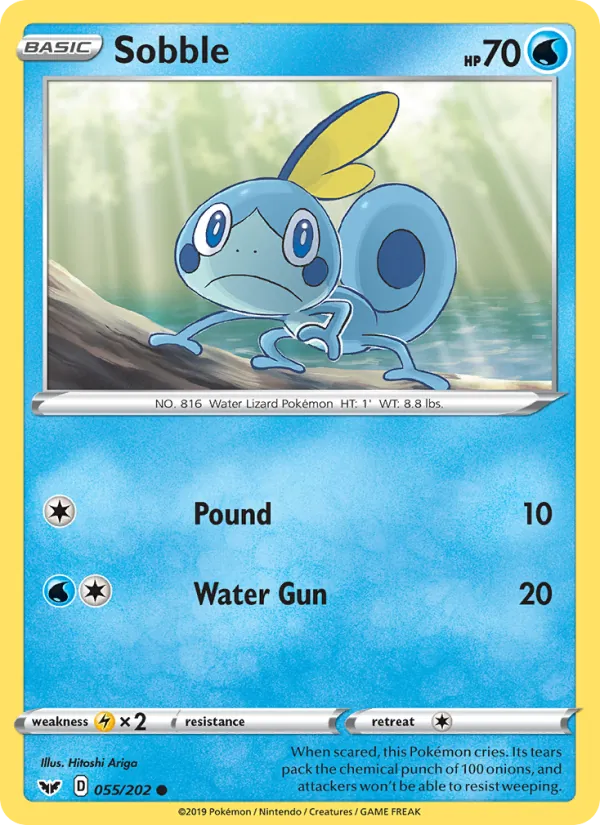 Sobble Reverse Holo 055/202 Sword & Shield Pokémon Card