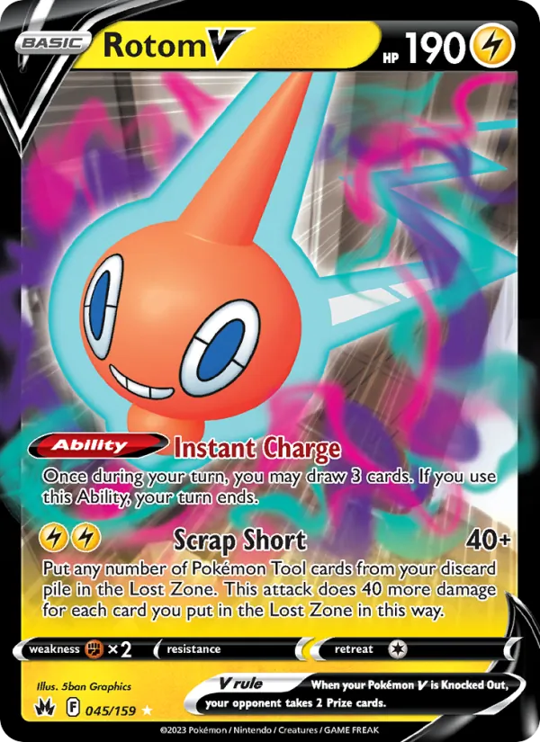 Rotom V Holo 045/159 Crown Zenith Pokémon Card