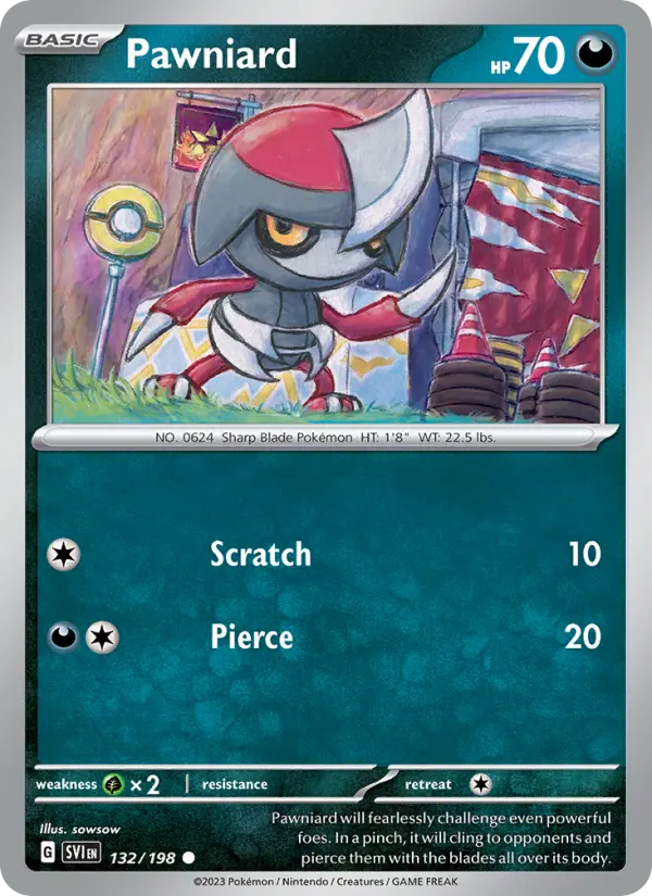 Pawniard Non-Foil 132/198 Scarlet & Violet Pokémon Card
