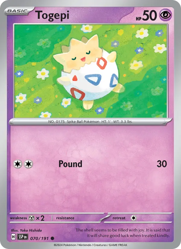 Togepi Reverse Holo 070/191 Surging Sparks Pokémon Card