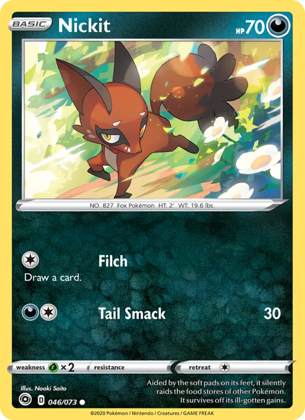 Nickit Reverse Holo 046/73 Champion's Path Pokémon Card