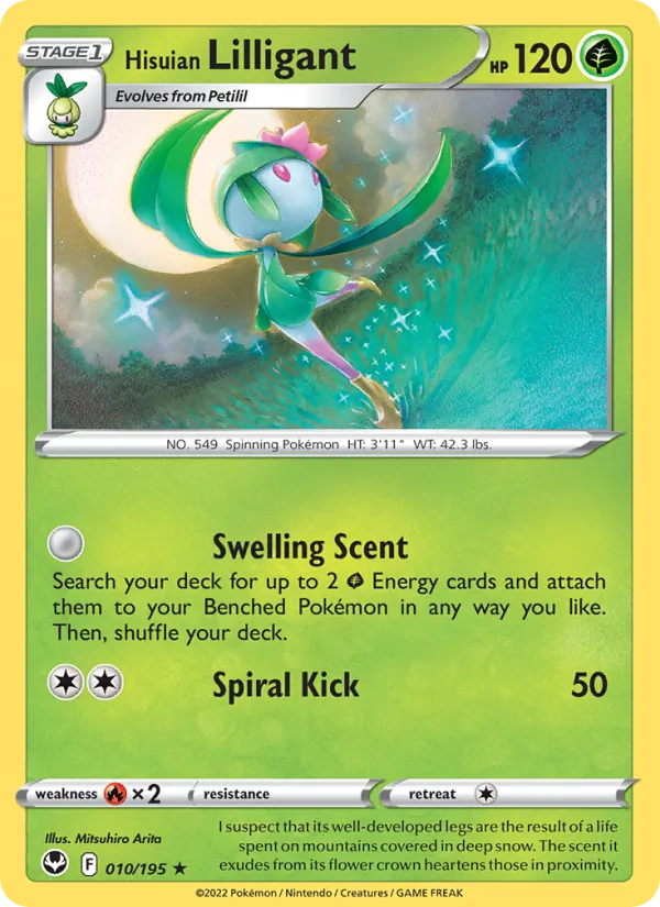 Hisuian Lilligant Reverse Holo 010/195 Silver Tempest Pokémon Card